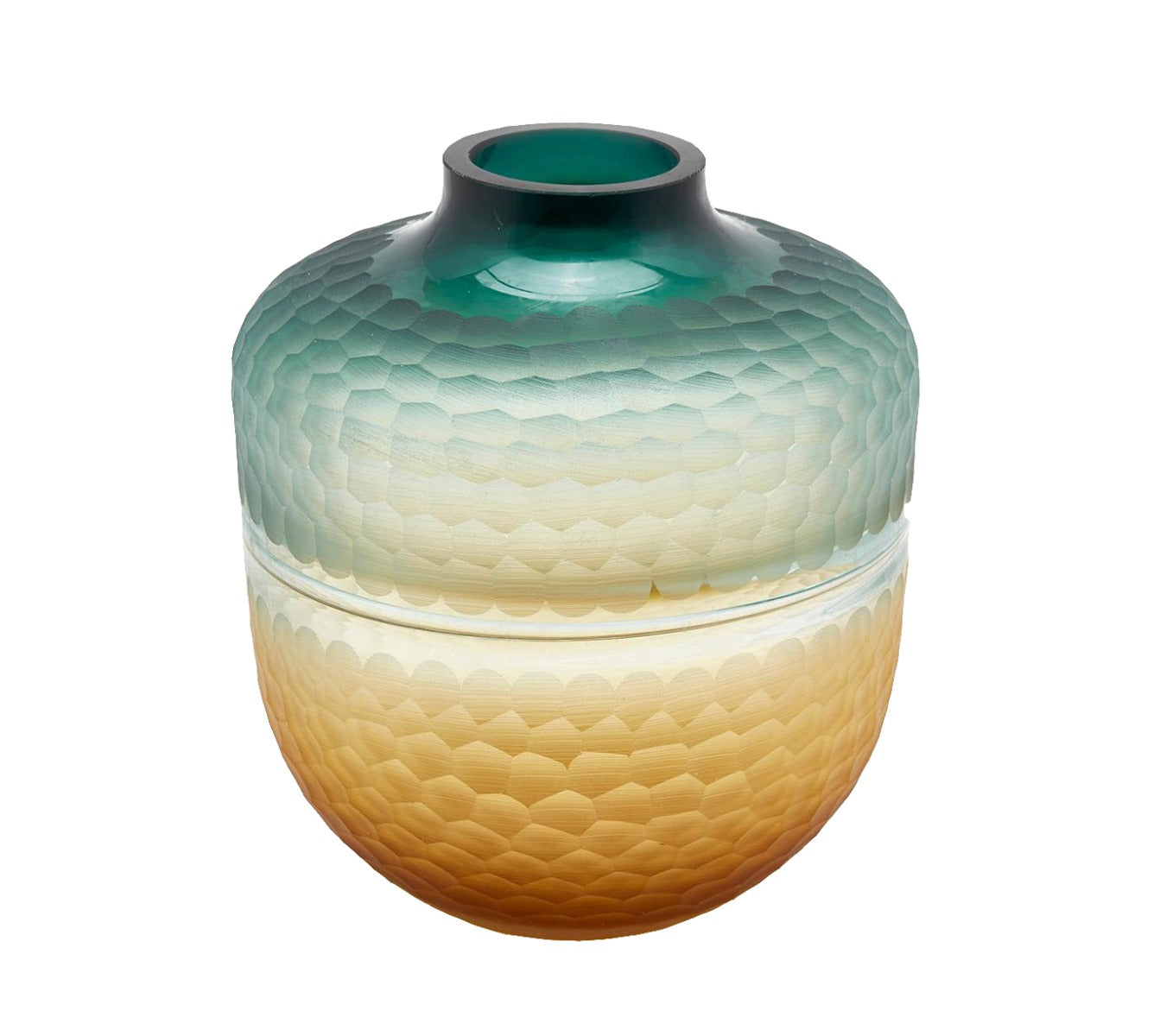 Vaso Orcio in vetro molato green gold L - 104558-89
