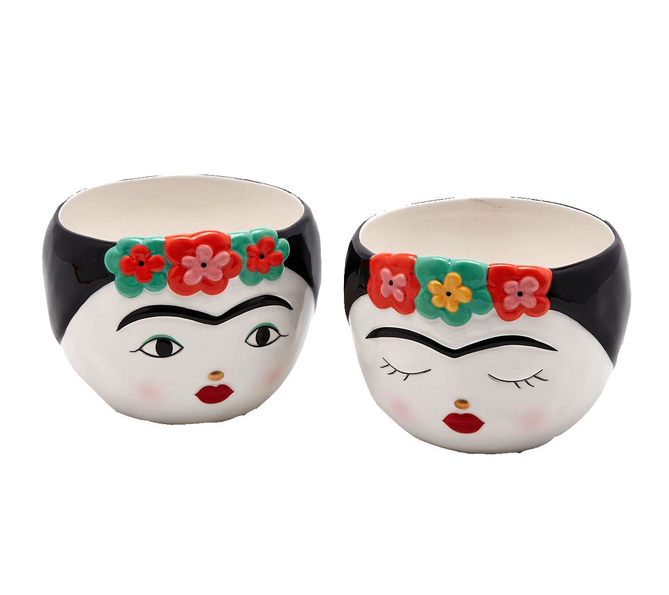 Vaso porta piante Frida Kahlo H10 Ø12 occhi aperti - 015373,01