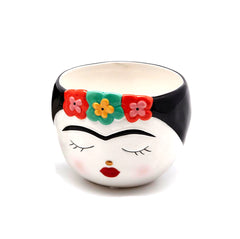 Vaso porta piante Frida Kahlo H10 Ø12 occhi chiusi - 015373,02
