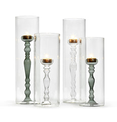 Vaso Portacandela in vetro Trasparente e Grigio - CONFIG0181