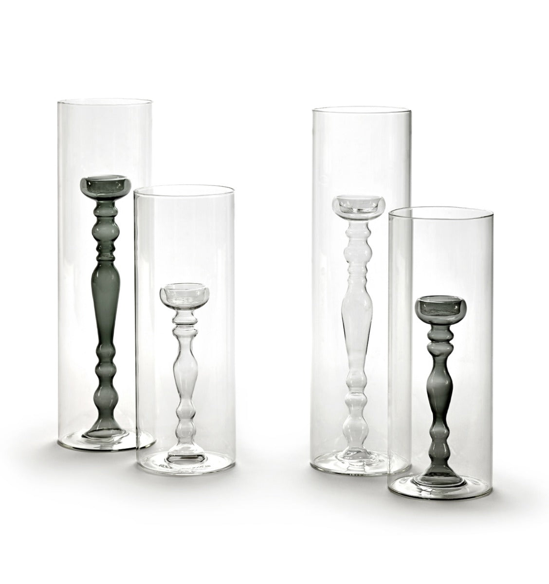 Vaso Portacandela in vetro Trasparente e Grigio - CONFIG0181