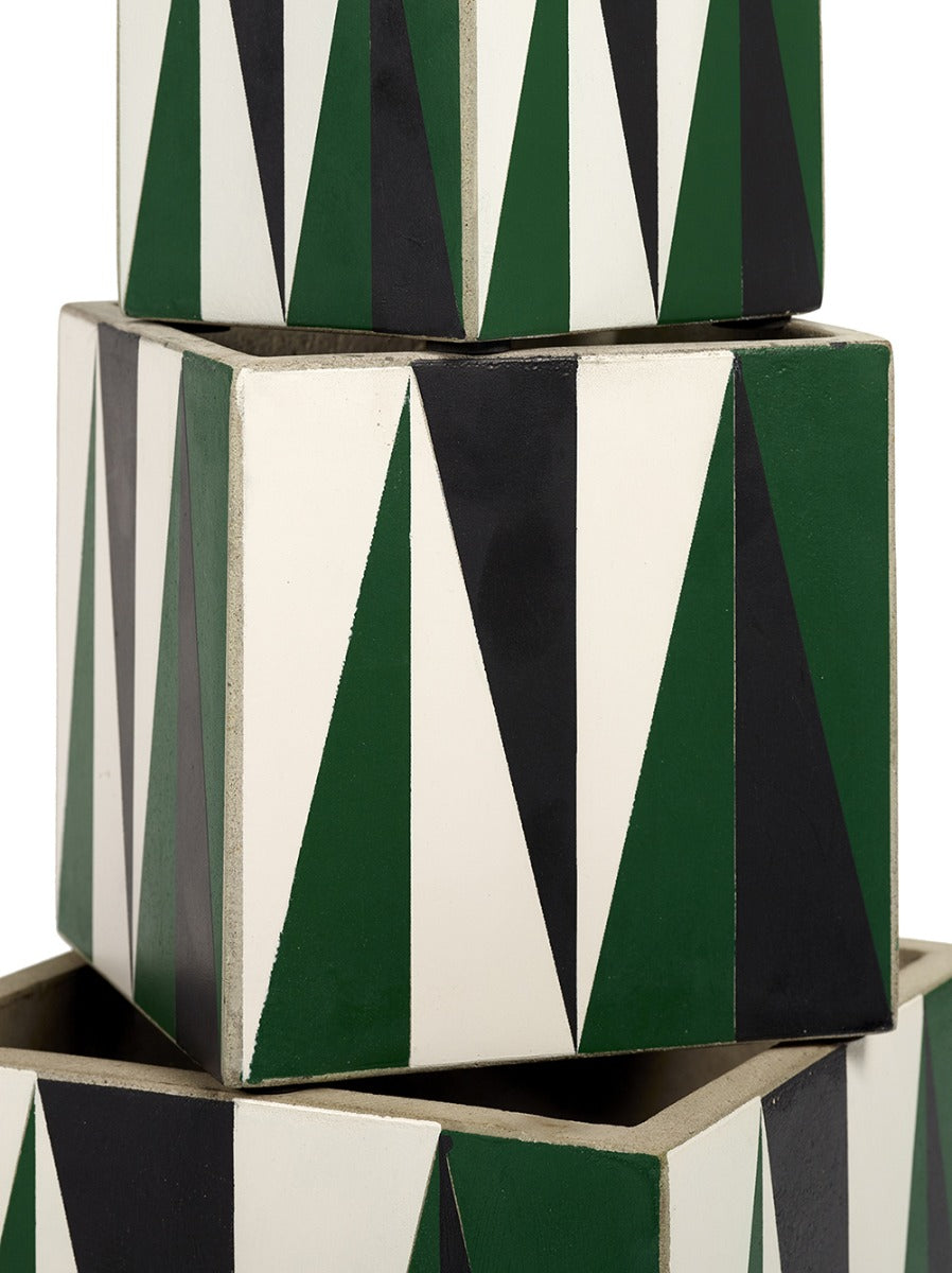 Vaso Marie Black-Green-White : Vasi di design in cemento - CONFIG0251