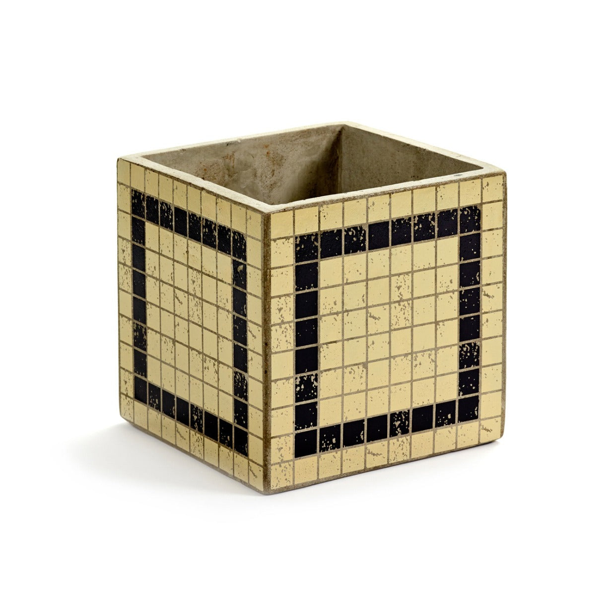 Cachepot Marie Mosaico avorio riga blu H17: vasi in cemento Serax - B7217004-Avorio riga Blu