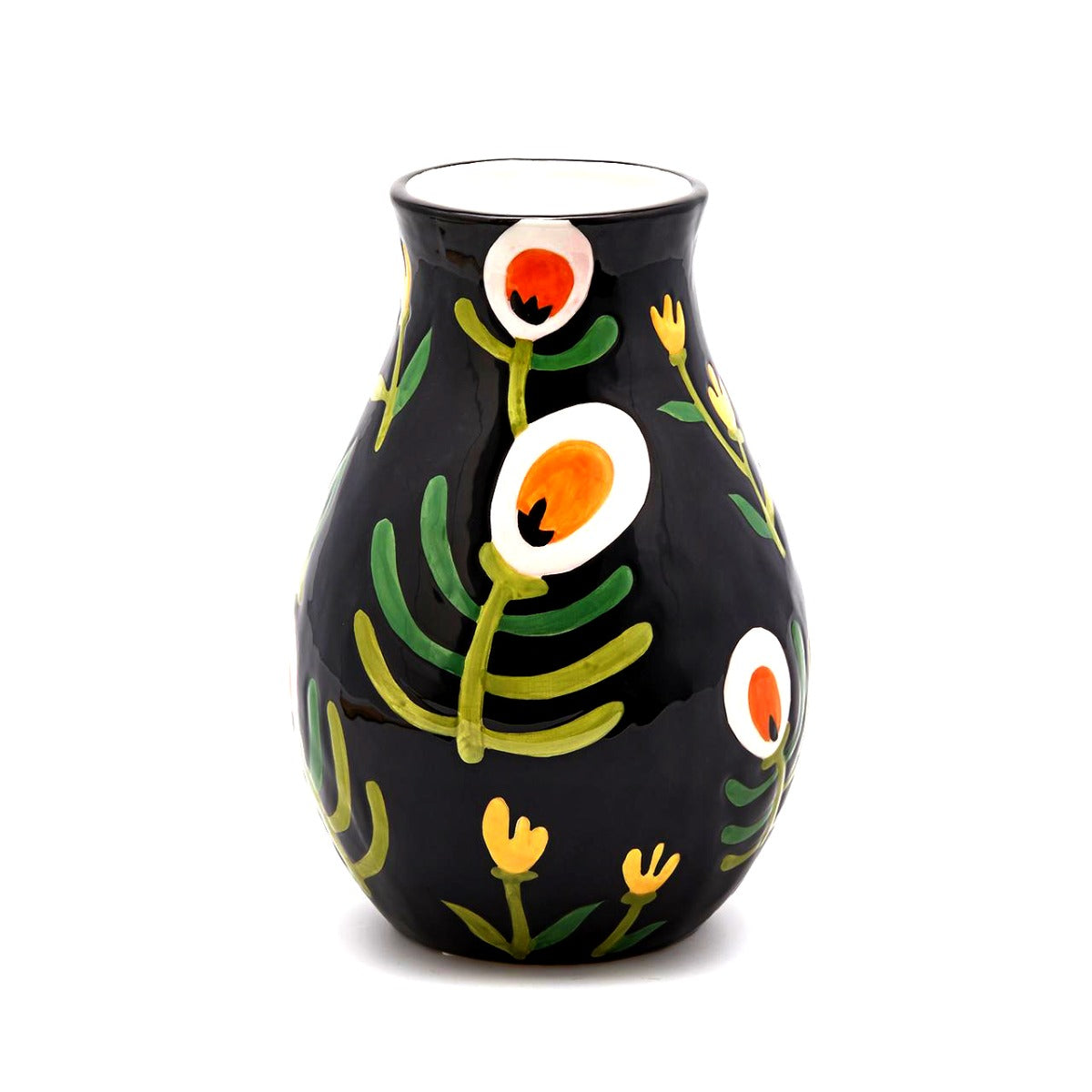 Vaso Spring nero con fiori H27 - 015260