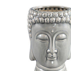 Vaso testa Buddha in ceramica grigia - CONFIG0337
