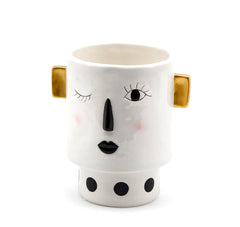 Vaso viso con orecchie colore oro H18 Ø14 - 015492