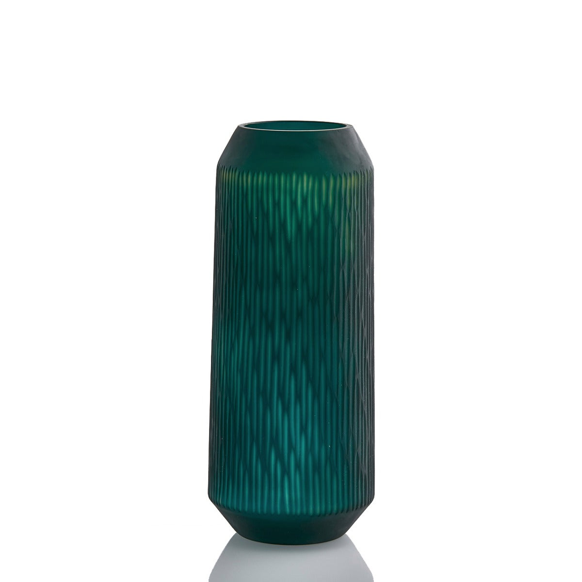 Vaso righe verde scuro H51: vasi in vetro satinato design EDG - 102992,86