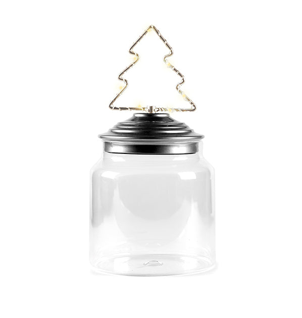 Barattolo di vetro con tappo in alluminio decoro Albero di Natale Led : Barattoli natalizi - 1191265