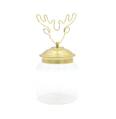 Barattolo di vetro con tappo in alluminio oro decoro Alce Led : Barattoli natalizi - 1202155