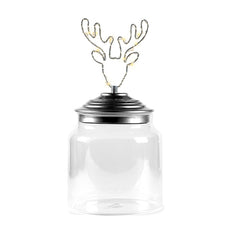 Barattolo di vetro con tappo in alluminio decoro Alce Led : Barattoli natalizi - 1202158