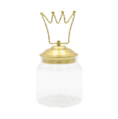 Barattolo di vetro con tappo in alluminio oro decoro Corona Led : Barattoli natalizi - 1202232