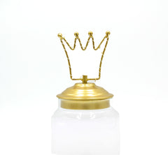 Barattolo di vetro con tappo in alluminio oro decoro Corona Led : Barattoli natalizi - 1202232