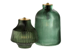 Lampada in vetro verde con luce a LED alimentazione a batteria  - CONFIG0277