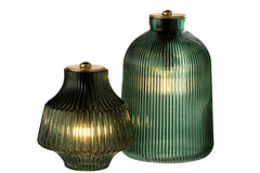 Lampada in vetro verde con luce a LED alimentazione a batteria  - CONFIG0277
