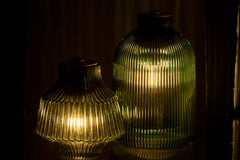 Lampada in vetro verde con luce a LED alimentazione a batteria  - CONFIG0277