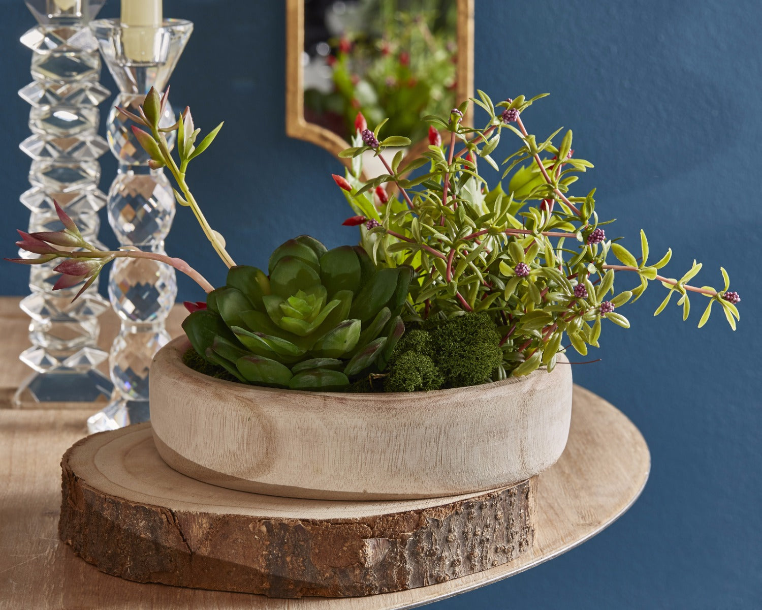 Pianta artificiale di Aeonium con fiore : Piante succulente artificali - 231610,70