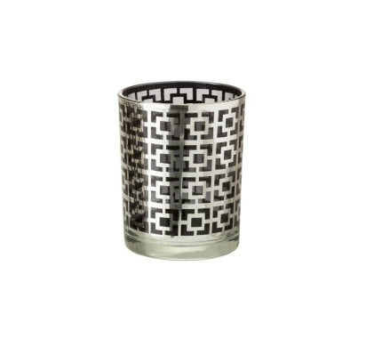 Portacandela quadri argento in vetro H12 - 6052-A