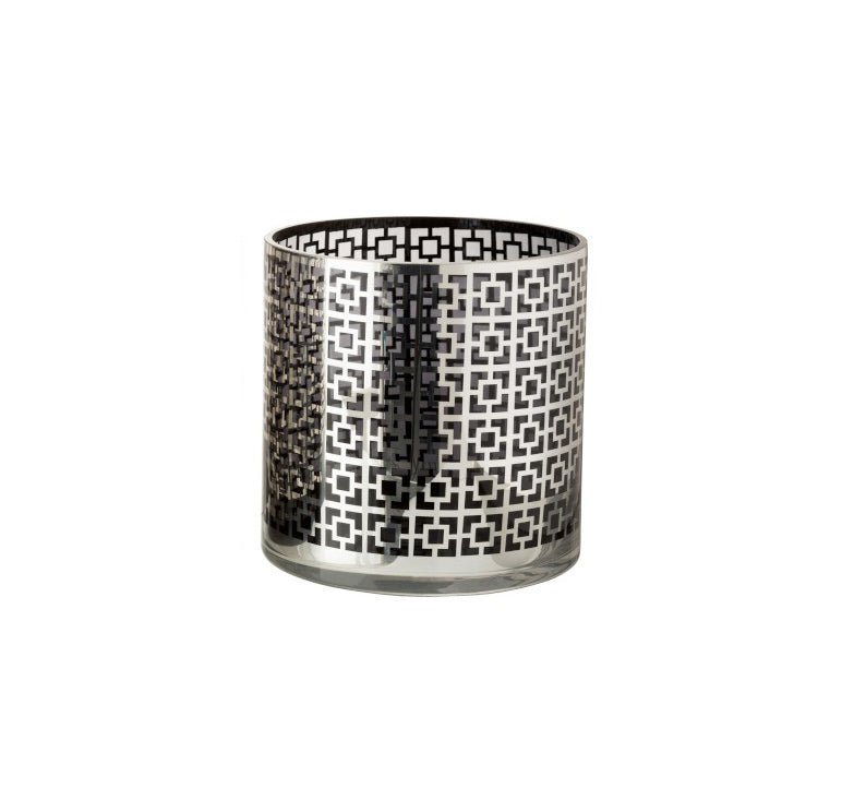 Portacandela quadri argento in vetro H20 - 6054-A
