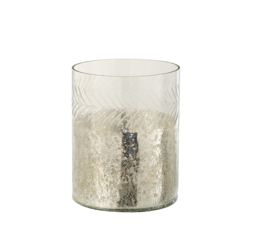 Portacandela Classico Cilindro in vetro screziato Argento/Trasparente H20 - 6378