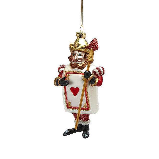 Addobbo da Appendere Alice nel Paese delle Meraviglie RE di Cuori – H14 cm – Vetro – EDG Enzo De Gasperi