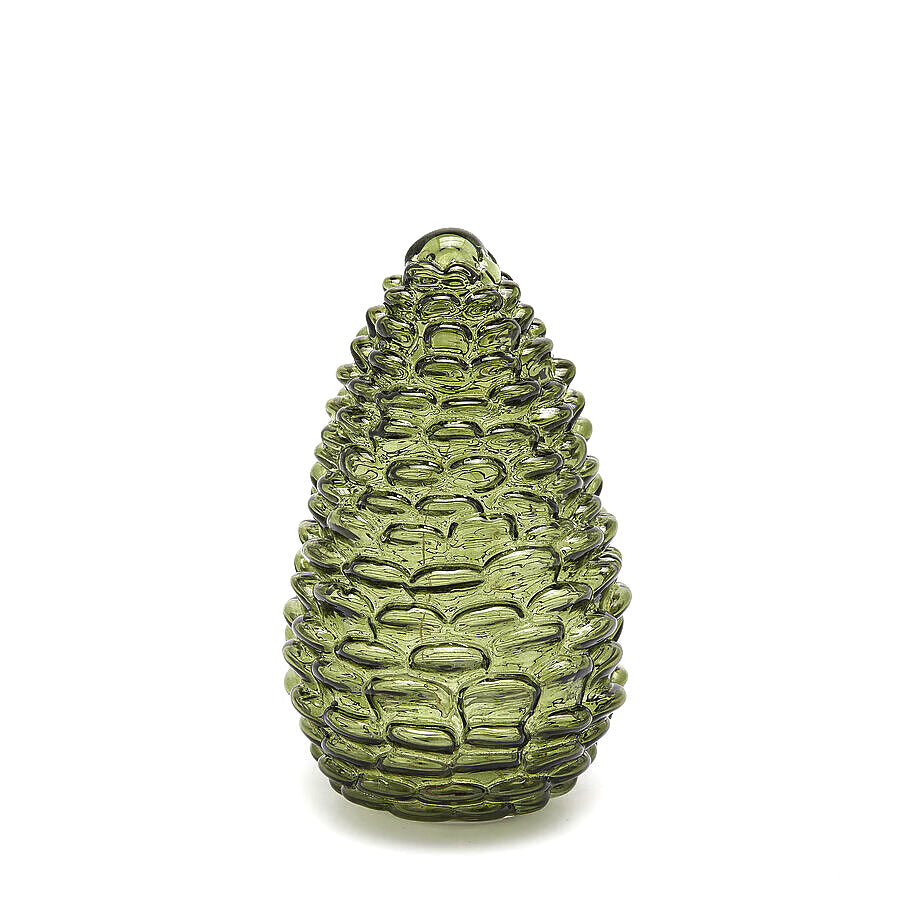 Decoro Pigna LED in Vetro Verde H22 D13,5 - EDG Enzo De Gasperi