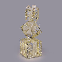 EDG - Enzo De Gasperi Decoro Pacco Regalo Stripes Oro con 600 Microled – H95 cm