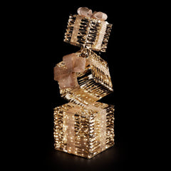 EDG - Enzo De Gasperi Decoro Pacco Regalo Stripes Oro con 600 Microled – H95 cm