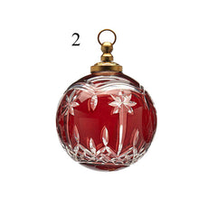 Addobbo Pallina in Vetro Rosso con Intagli Ø10 cm Mod.2 - EDG - Enzo De Gasperi