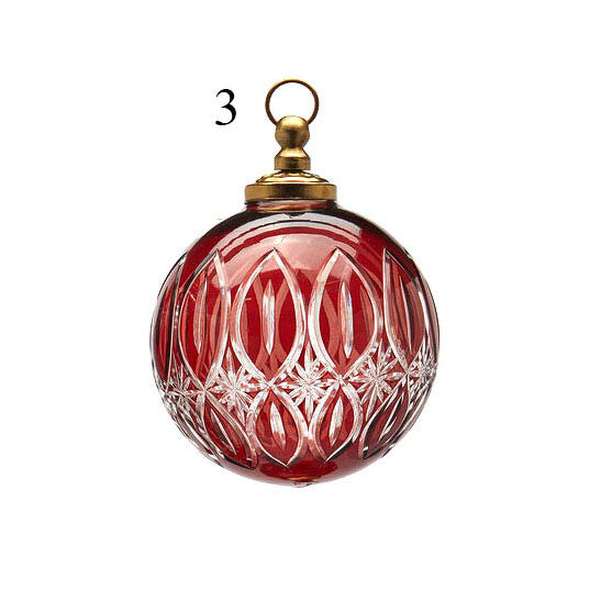 Addobbo Pallina in Vetro Rosso con Intagli Ø10 cm Mod.3 - EDG - Enzo De Gasperi