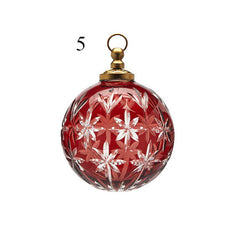 Addobbo Pallina in Vetro Rosso con Intagli Ø10 cm Mod.5 - EDG - Enzo De Gasperi