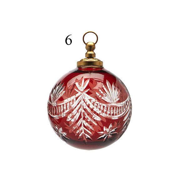 Addobbo Pallina in Vetro Rosso con Intagli Ø10 cm Mod.6 - EDG - Enzo De Gasperi