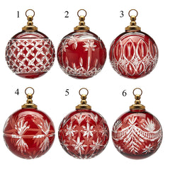 Addobbo Pallina in Vetro Rosso con Intagli Ø10 cm Mod.1 - EDG - Enzo De Gasperi