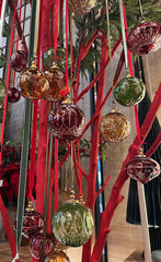 Addobbo Palla Cometa in Vetro Rosso Ø7,5 cm Mod.1 - EDG - Enzo De Gasperi