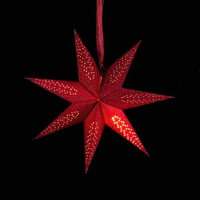 Stella di Carta Traforata Rossa con Portalampada D45 - EDG Enzo De Gasperi