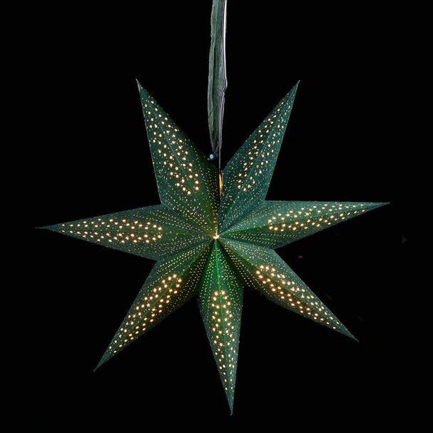 Stella di Carta Traforata Verde con Portalampada D45 - EDG Enzo De Gasperi