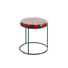 EDG - Enzo De Gasperi Tavolino in Metallo Rotondo Bicolore L H47 Rosso/Verde