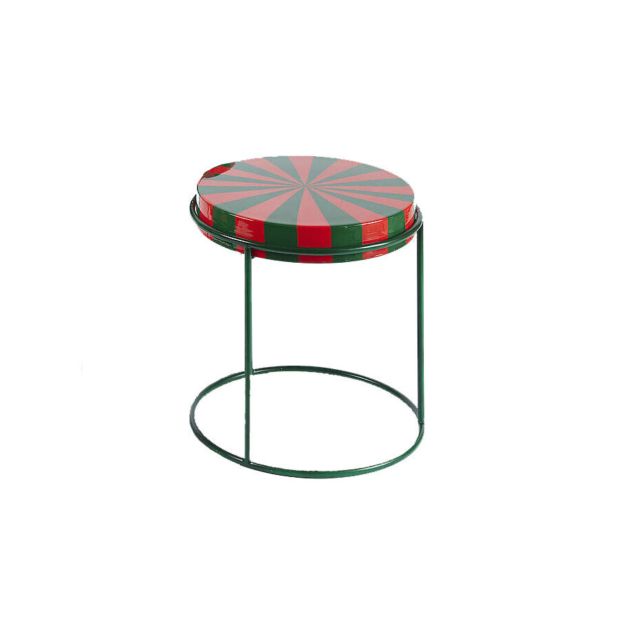 EDG - Enzo De Gasperi Tavolino in Metallo Rotondo Bicolore Rosso/Verde M H42 Cm
