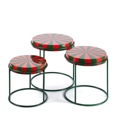 EDG - Enzo De Gasperi Tavolino in Metallo Rotondo Bicolore Rosso/Verde M H42 Cm