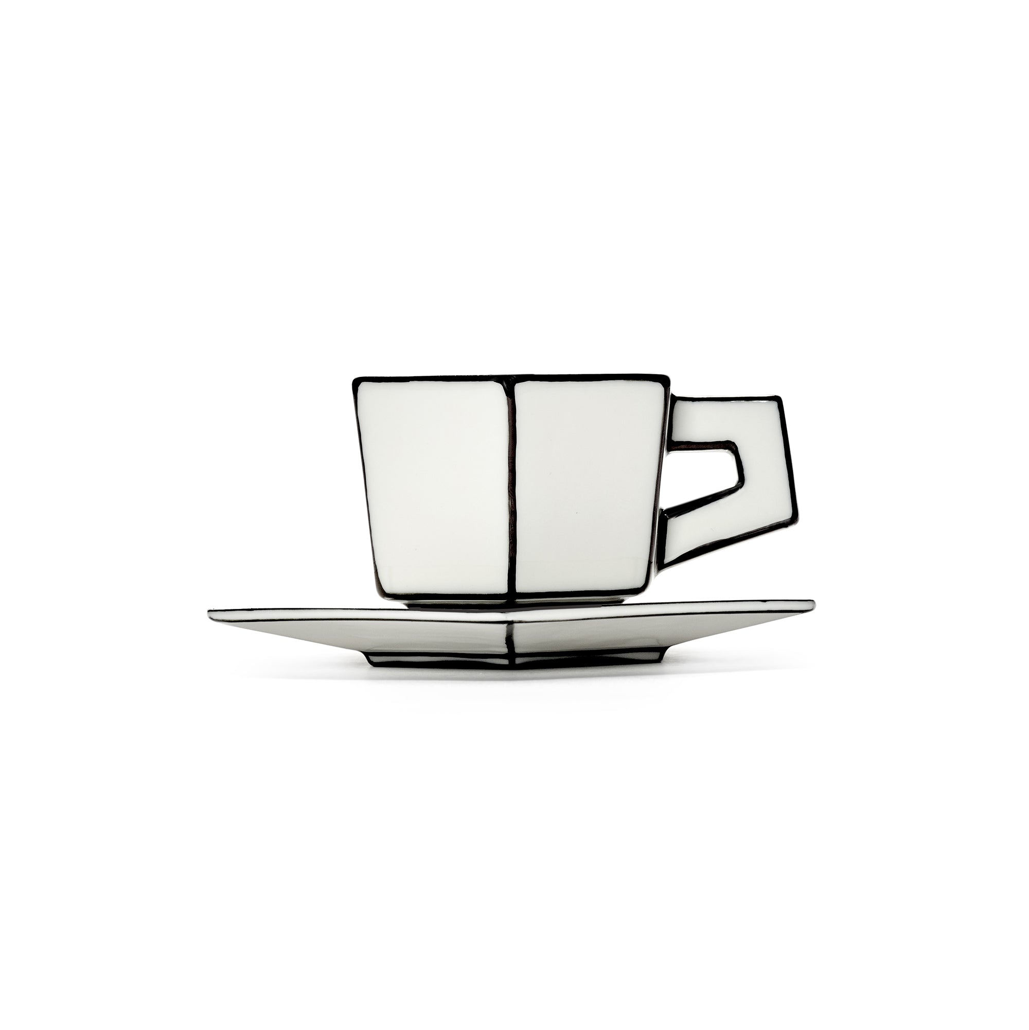 Tazzina da Caffè Espresso con Piattino in Porcellana Bianco/Nero – Collezione Carte Blanche – Annebet Philips Per Serax