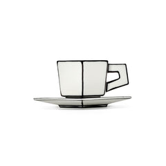 Tazzina da Caffè Espresso con Piattino in Porcellana Bianco/Nero – Collezione Carte Blanche – Annebet Philips Per Serax