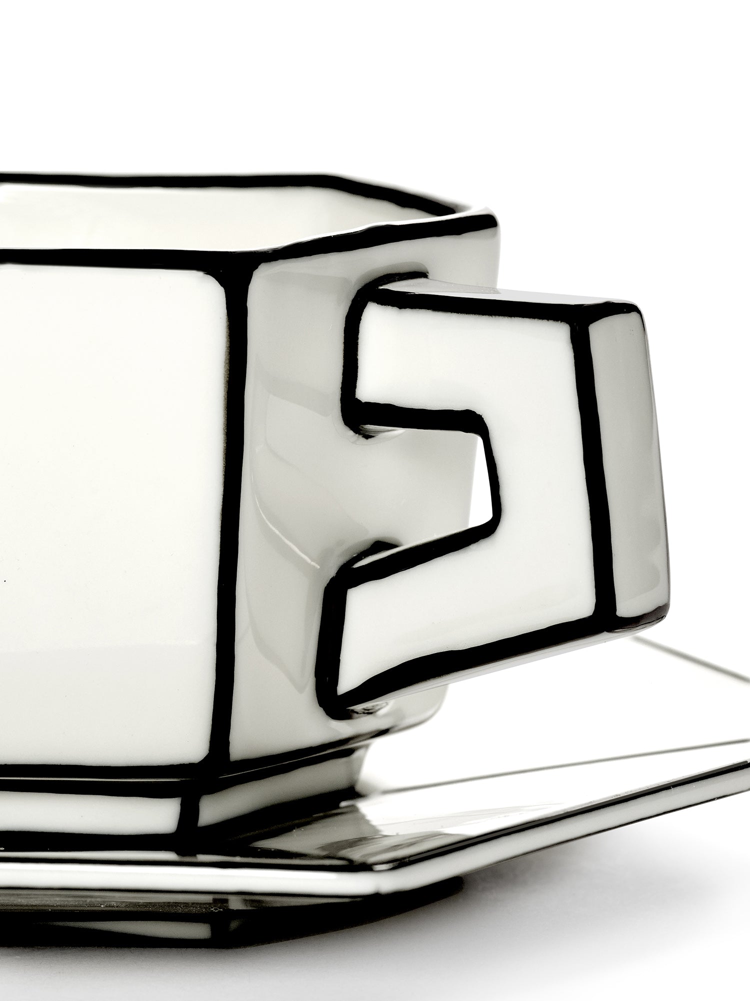 Tazzina da Caffè Espresso con Piattino in Porcellana Bianco/Nero – Collezione Carte Blanche – Annebet Philips Per Serax