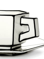 Tazzina da Caffè Espresso con Piattino in Porcellana Bianco/Nero – Collezione Carte Blanche – Annebet Philips Per Serax