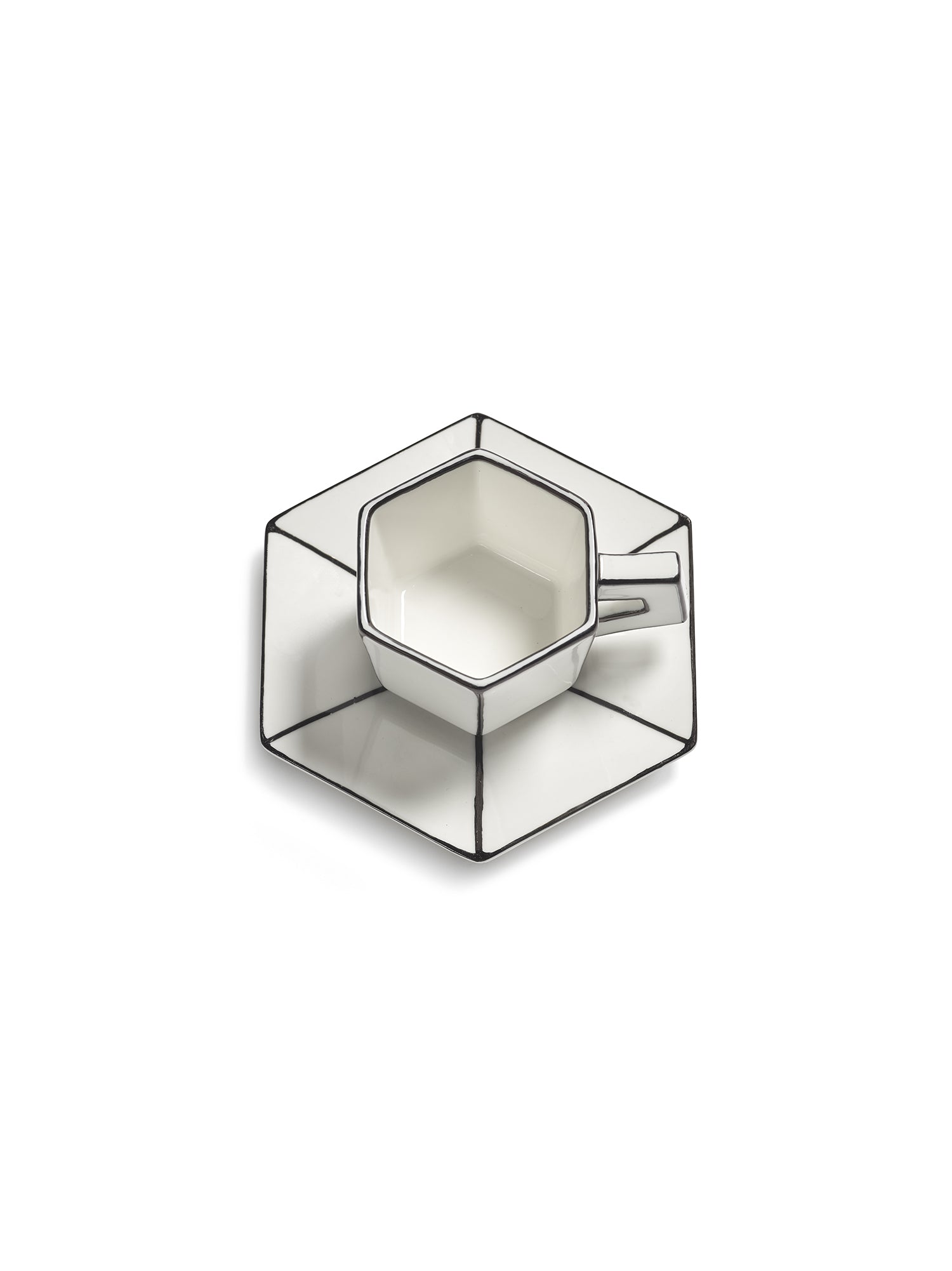 Tazzina da Caffè Espresso con Piattino in Porcellana Bianco/Nero – Collezione Carte Blanche – Annebet Philips Per Serax