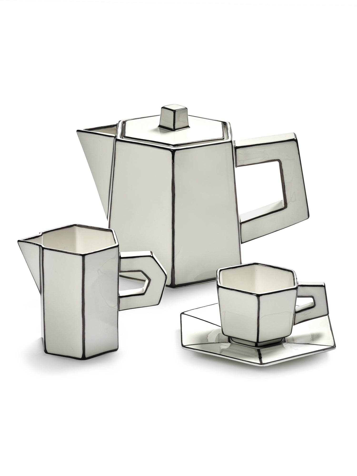 Tazzina da Caffè Espresso con Piattino in Porcellana Bianco/Nero – Collezione Carte Blanche – Annebet Philips Per Serax