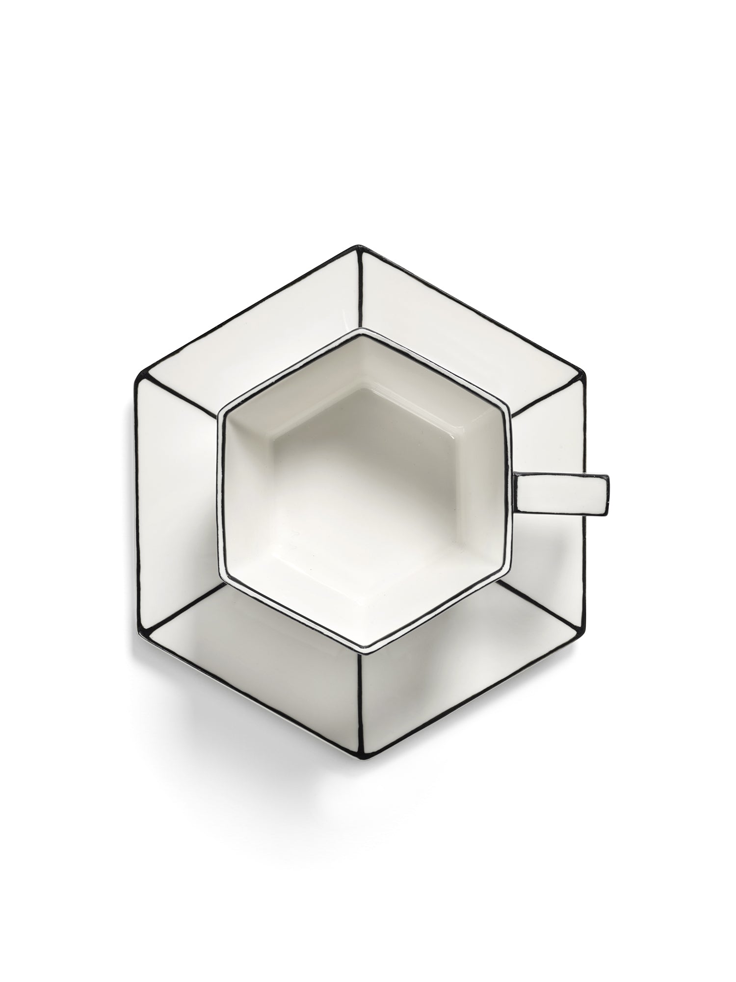 Tazza da Cappuccino con Piattino in Porcellana Bianco/Nero – Collezione Carte Blanche – Annebet Philips Per Serax
