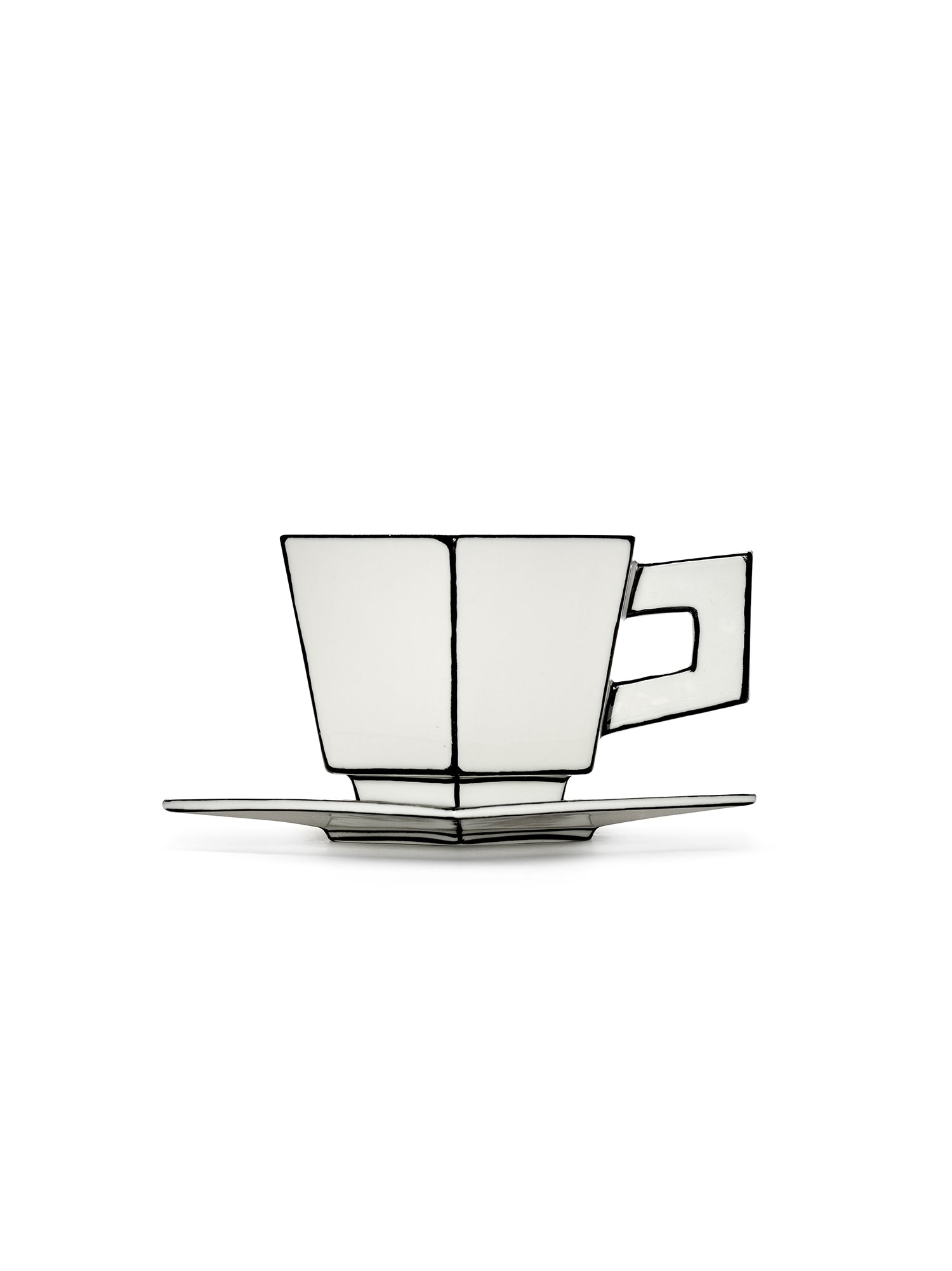 Tazza da Cappuccino con Piattino in Porcellana Bianco/Nero – Collezione Carte Blanche – Annebet Philips Per Serax