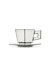 Tazza da Cappuccino con Piattino in Porcellana Bianco/Nero – Collezione Carte Blanche – Annebet Philips Per Serax