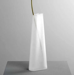 Vaso Turno Bianco in Vetro Satinato H42 Cm - Eleganza Moderna per Interni
