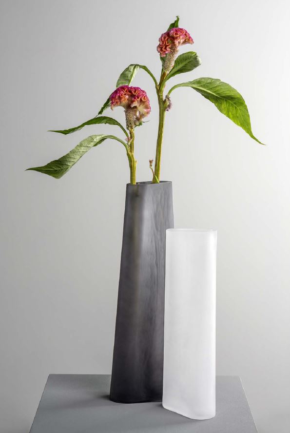 Vaso Turno Grigio in Vetro Satinato H42 Cm - Eleganza Moderna per Interni