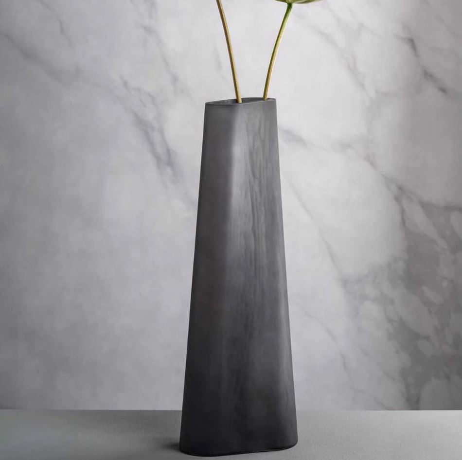 Vaso Turno Grigio in Vetro Satinato H42 Cm - Eleganza Moderna per Interni